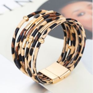 Leopard Print Wrap Bangle Magnet Bracelet